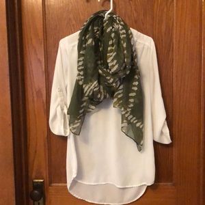 Olive Green Printed Scarf